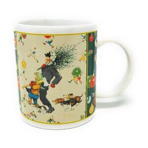 Norman Rockwell Bringing Home the Tree Christmas #2 Coffee/Cocoa Cup Mug 9oz